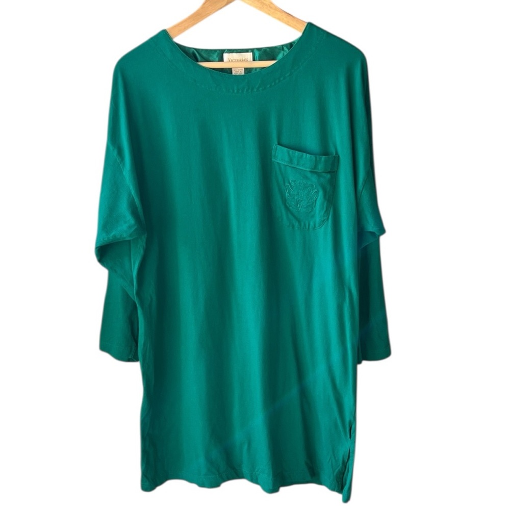 Victoria’s Secret Gold Label Vtg Cotton Kelly Green Sleep-shirt Sz L